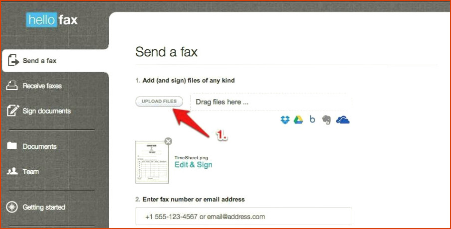 Faxing gratis Mac - interfaz HelloFax
