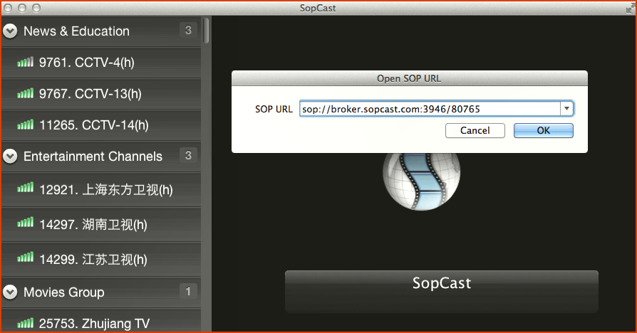 Sopcast para Mac - URL SOP