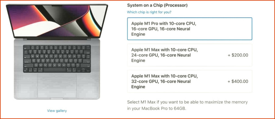 Actualización de CPU de M1 MacBook Pro
