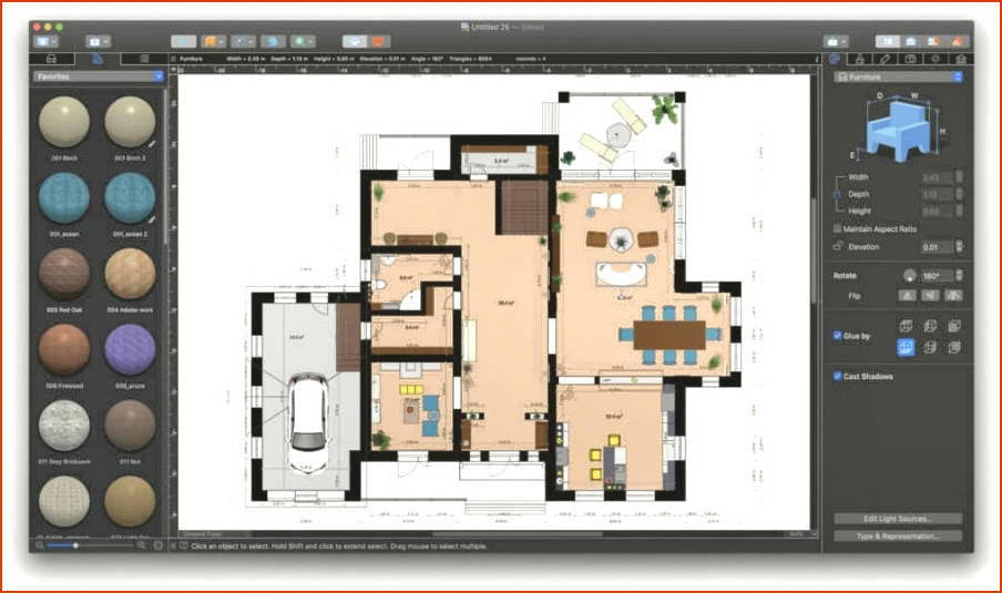 Plano de piso 2d en vivo en casa en 3D