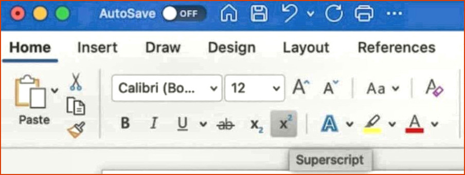 Escriba exponente Microsoft Office Mac