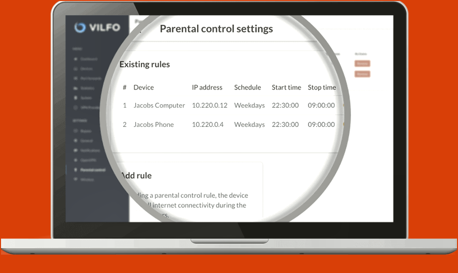 Configuración parental de enrutador VILFO VPN