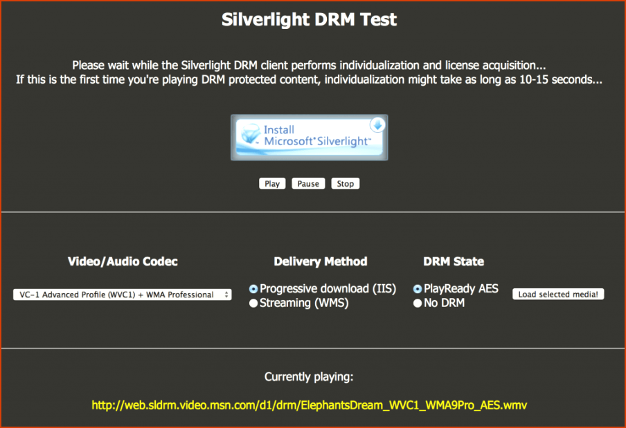 Prueba de Silverlight DRM
