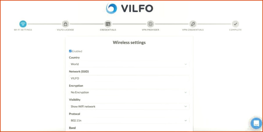 Configuración de Vilfo Wifi