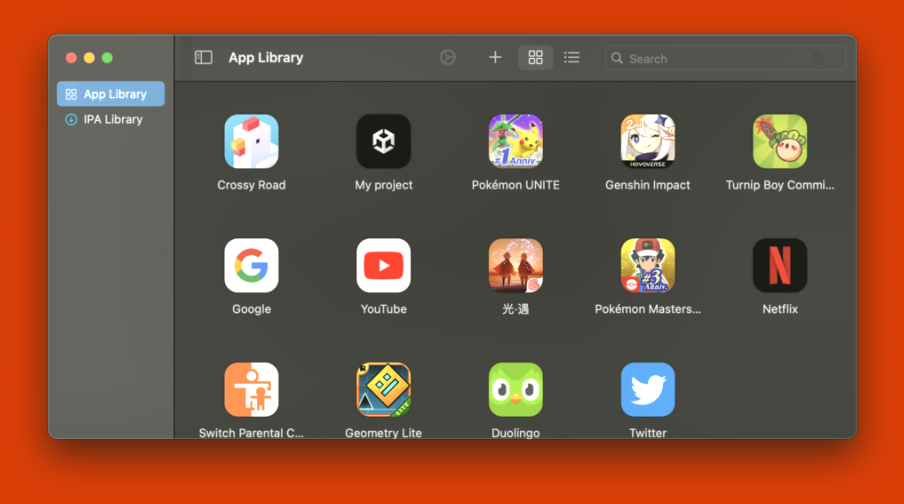 Playcover para Mac - Biblioteca de aplicaciones