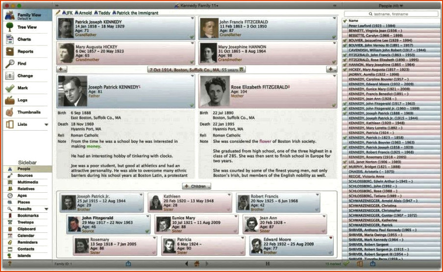 Software de árbol genealógico Mac - Reunion Mac