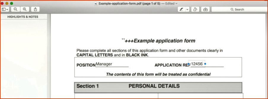 Formulario de relleno en PDF Mac Preview