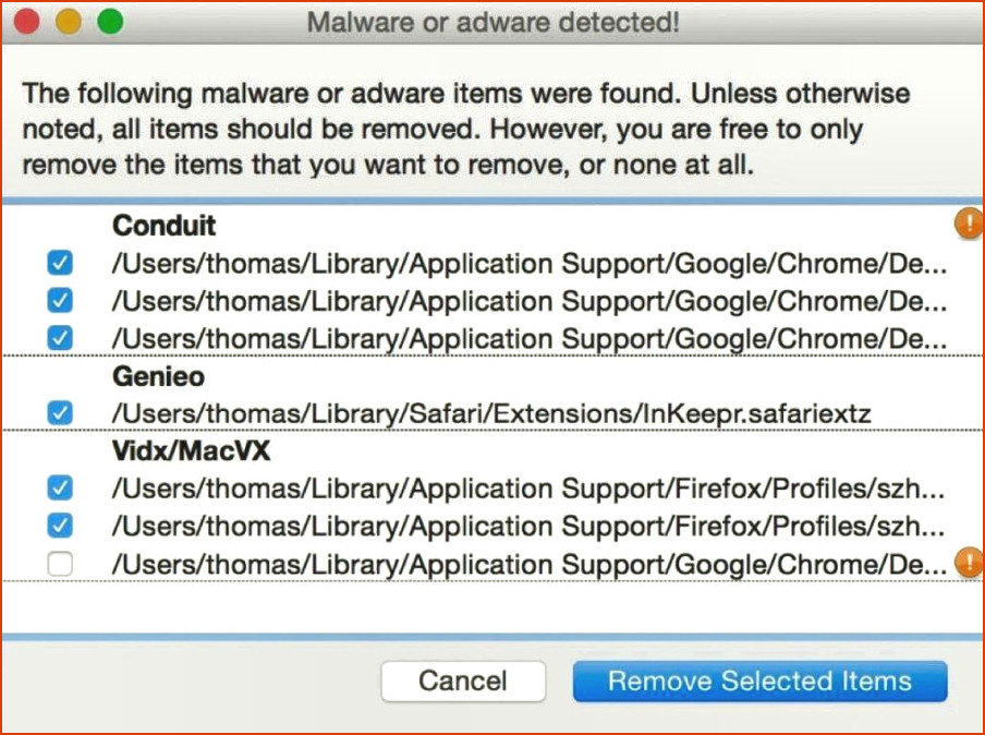 MalwareBytes para Mac Adware encontrado