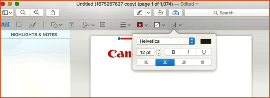 Vista previa de formato de texto Mac