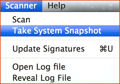 Menware de MalwareBytes para Mac System Snapshot