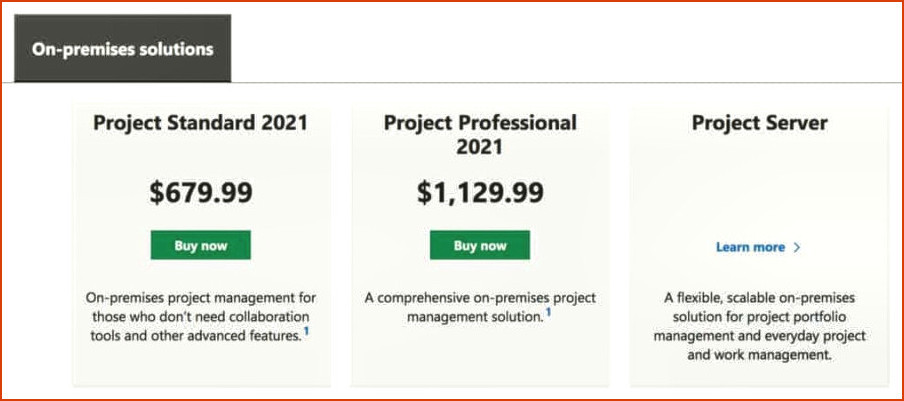 Precios de Microsoft Project 2021
