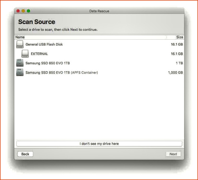 Prosoft Data Recovery para revisión de Mac - Escanear fuente