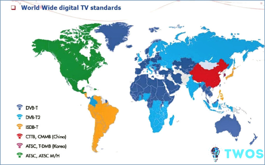 Mapa de estándares de televisión digital en todo el mundo