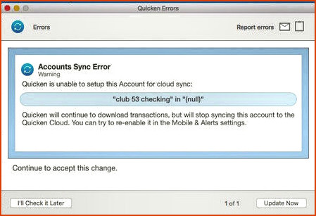 Quicken Mac Cloud Syncing Fail