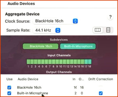 Dispositivo de audio de Blackhole QuickTime Mac