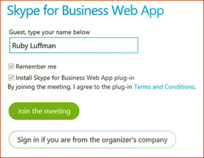 complemento de aplicaciones web de Skype para Business