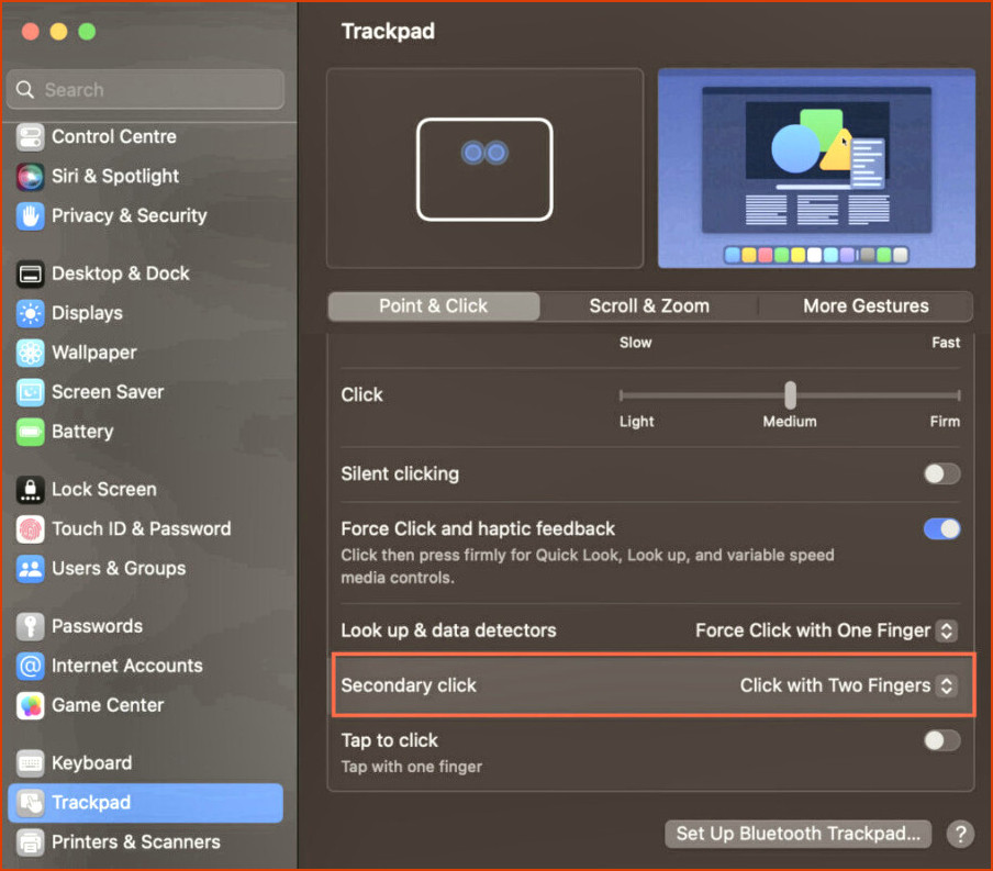 Cómo hacer clic derecho en Mac TrackPad - Configuración de clic secundario