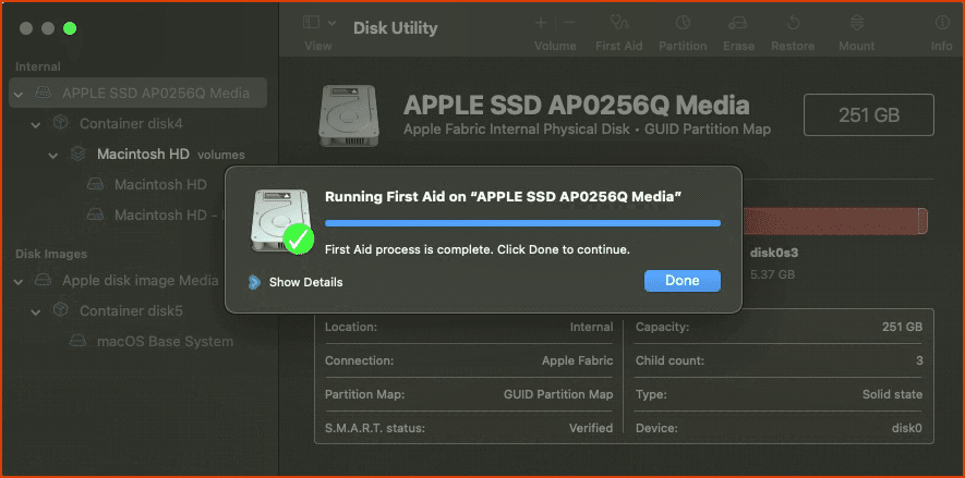 Utilidad de disco Primeros auxilios Disco duro externo Mac