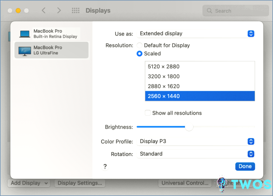Monitor M1 Mac DisplayLink Preferencias de visualización