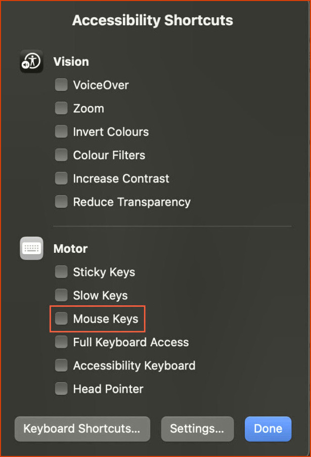 Haga clic derecho en Mac Opciones de accesibilidad