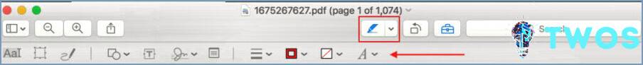 Editar PDF Preview Mac - Barra de herramientas de marcado