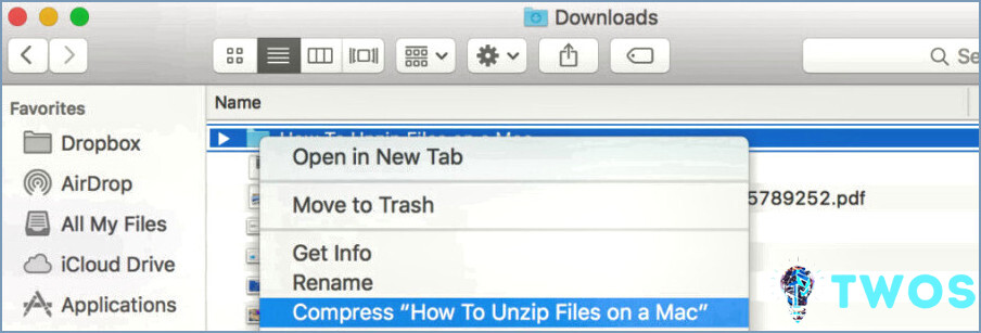comprimir archivos en la utilidad de archivo mac