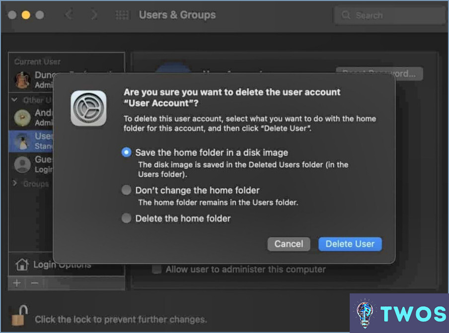 Qué pasa si elimino una cuenta de usuario en Mac?