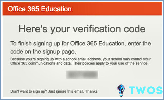 Código de verificación de Office 365