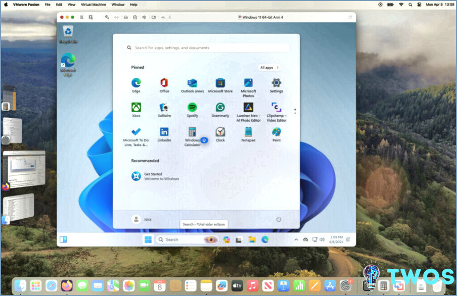 Windows 11 instalado en Mac en VMware Fusion